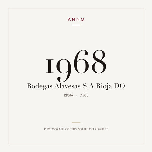 Bodegas Alavesas S.A Rioja 1968 DOCa 0,75l from Rioja — ANNO vintage card; photograph of the actual bottle available on request