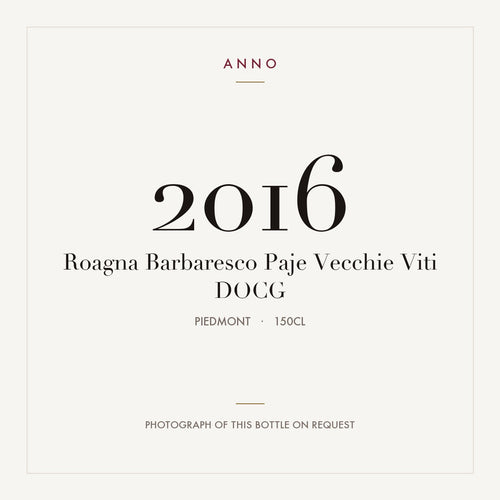 Roagna Barbaresco Paje Vecchie Viti 2016 DOCG 1,5l, Piemonte — ANNO-årgangskort; foto af den faktiske flaske på forespørgsel