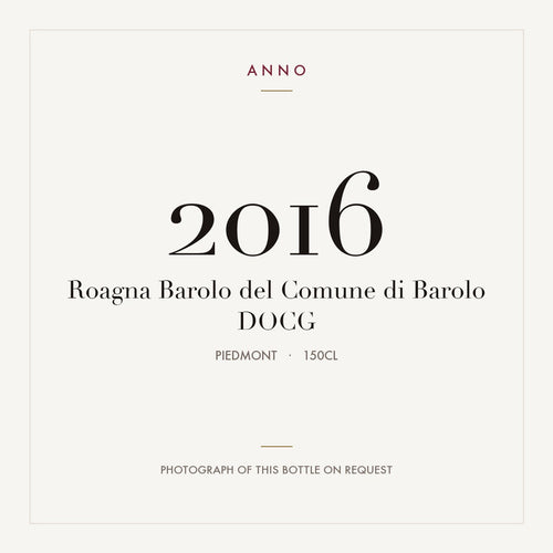 Roagna Barolo del Comune di Barolo 2016 DOCG 1,5l, Piemont — ANNO-Jahrgangskarte; Foto der tatsächlichen Flasche auf Anfrage