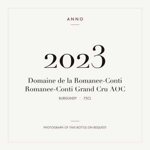Domaine de la Romanee-Conti Romanee-Conti Grand Cru 2023 AOC 0,75l from Burgundy — ANNO vintage card; photograph of the actual bottle available on request