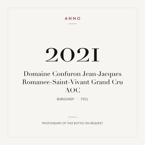 Domaine Confuron Jean-Jacques Romanee-Saint-Vivant Grand Cru 2021 AOC 0,75l from Burgundy — ANNO vintage card; photograph of the actual bottle available on request