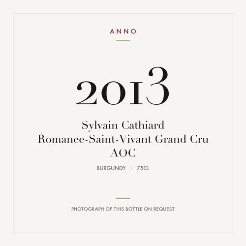 Sylvain Cathiard Romanee-Saint-Vivant Grand Cru 2013 AOC 0,75l from Burgundy — ANNO vintage card; photograph of the actual bottle available on request
