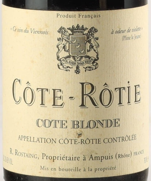 Rostaing R Cote-Rotie Cote Blonde 1999 AOC 0,75l — etichetta del vino