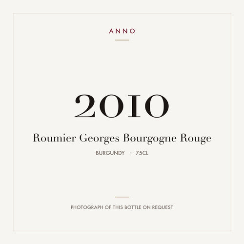 Roumier Georges Bourgogne Rouge 2010 0,75l, Borgogna — card dell'annata ANNO; foto della bottiglia reale disponibile su richiesta