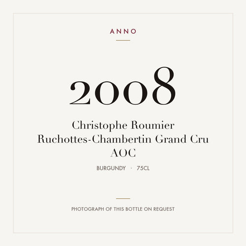Christophe Roumier Ruchottes-Chambertin Grand Cru 2008 AOC 0,75l from Burgundy — ANNO vintage card; photograph of the actual bottle available on request