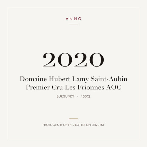 Domaine Hubert Lamy Saint-Aubin Premier Cru Les Frionnes 2020 AOC 1,5l, Borgonha — cartão de colheita ANNO; fotografia da garrafa real disponível a pedido