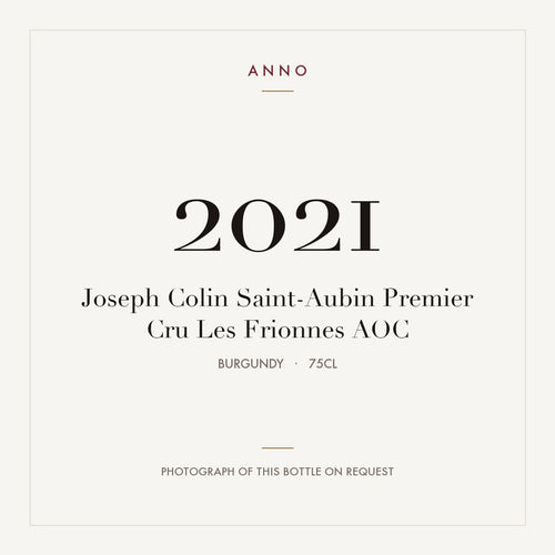 Joseph Colin Saint-Aubin Premier Cru Les Frionnes 2021 AOC 0,75l from Burgundy — ANNO vintage card; photograph of the actual bottle available on request