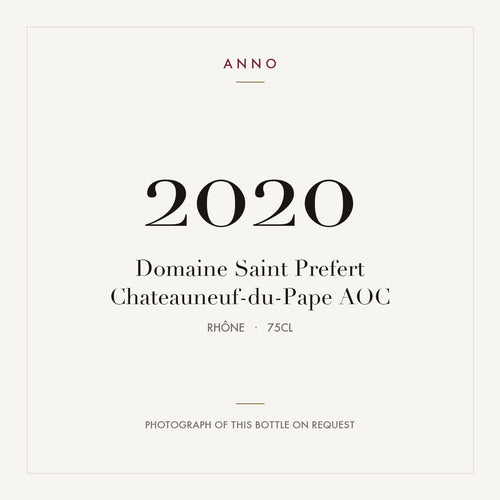 Domaine Saint Prefert Chateauneuf-du-Pape 2020 AOC 0,75l from Rhône — ANNO vintage card; photograph of the actual bottle available on request