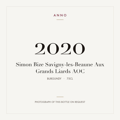 Simon Bize Savigny-les-Beaune Aux Grands Liards 2020 AOC 0,75l from Burgundy — ANNO vintage card; photograph of the actual bottle available on request