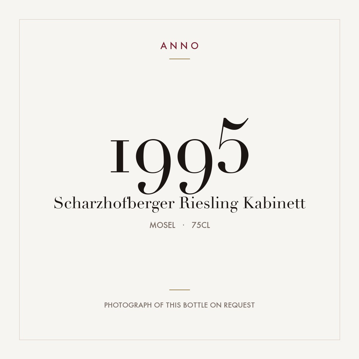 Scharzhofberger Riesling Kabinett 1995 0,75l from Mosel — ANNO vintage card; photograph of the actual bottle available on request