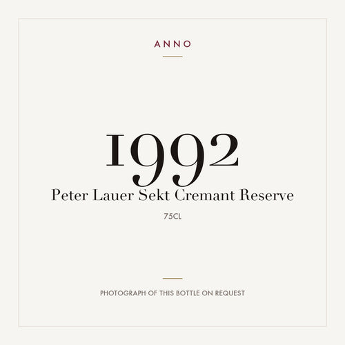 Peter Lauer Sekt Cremant Reserve 1992 0,75l — ANNO vintage card; photograph of the actual bottle available on request