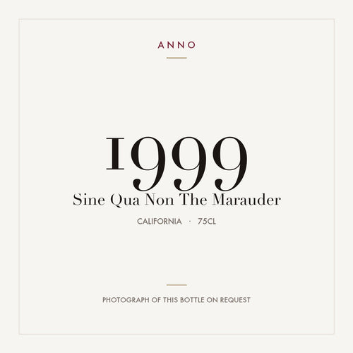 Sine Qua Non The Marauder 1999 0,75l — ANNOヴィンテージカード。実際のボトルの写真はご要望に応じてご用意します