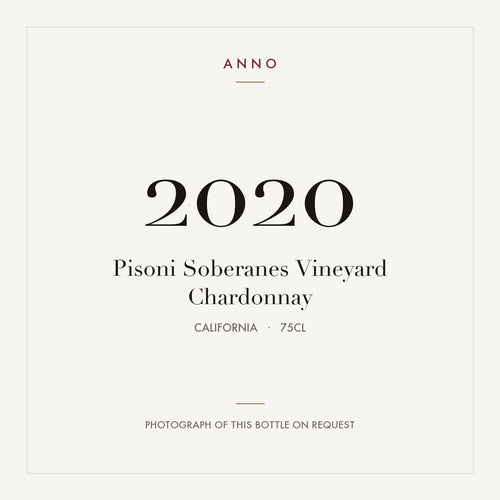 Pisoni Soberanes Vineyard Chardonnay 2020 0,75l from California — ANNO vintage card; photograph of the actual bottle available on request