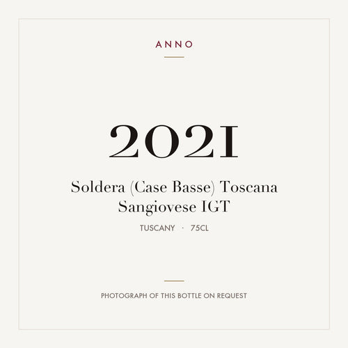 Soldera (Case Basse) Toscana Sangiovese 2021 IGT 0,75l — ANNO-jaargangkaart; foto van de echte fles op aanvraag
