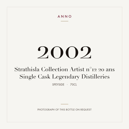 Strathisla Collection Artist n°12 20 ans Single Cask Legendary Distilleries 2002 0,7l from Speyside — ANNO vintage card; photograph of the actual bottle available on request