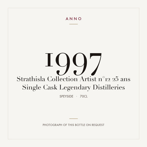 Strathisla Collection Artist n°12 25 ans Single Cask Legendary Distilleries 1997 0,7l from Speyside — ANNO vintage card; photograph of the actual bottle available on request