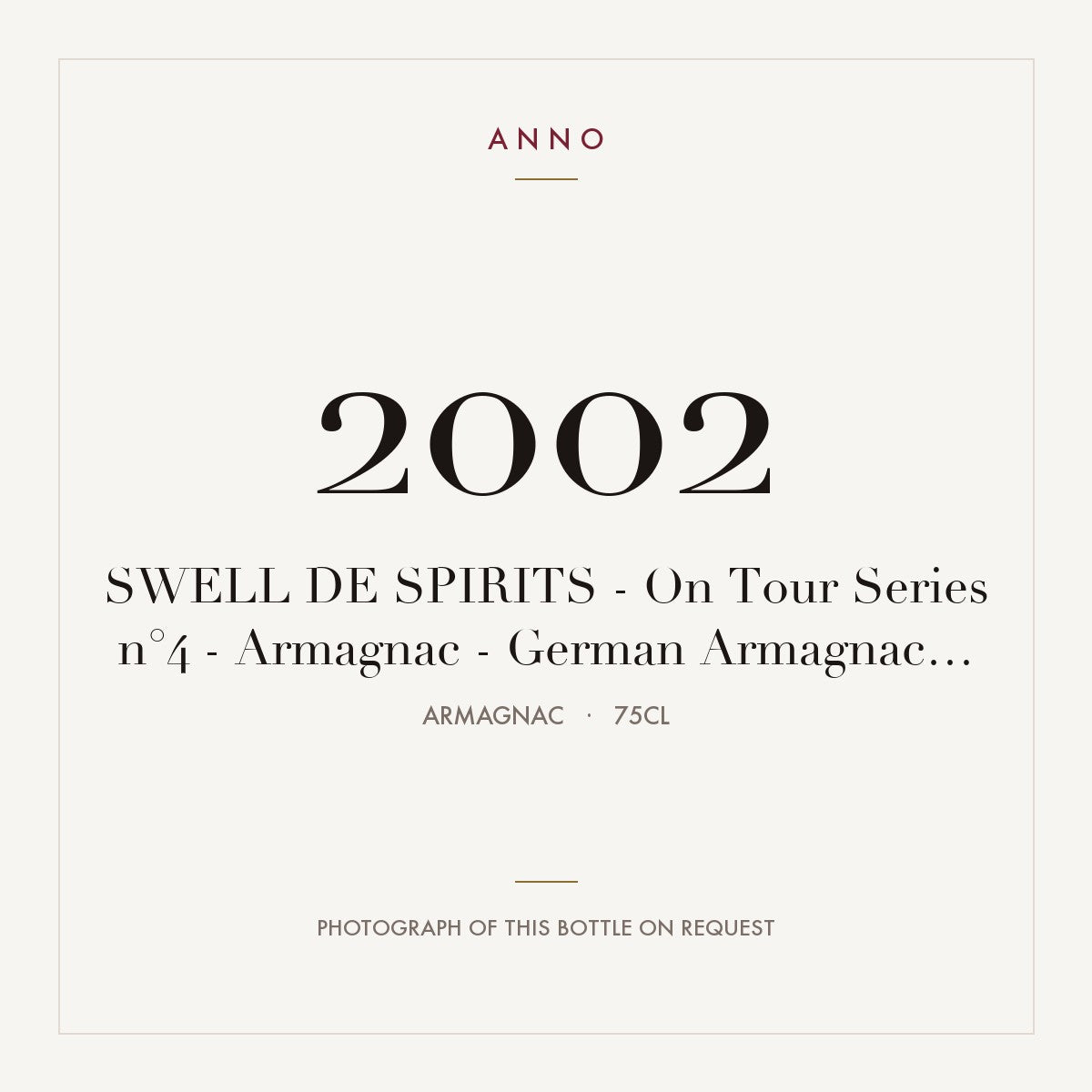 Domaine de Baraillon On Tour Series n°4 German Armagnac Festival 2002 0,75l — ANNO vintage card; photograph of the actual bottle available on request
