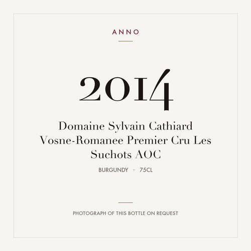 Domaine Sylvain Cathiard Vosne-Romanee Premier Cru Les Suchots 2014 AOC 0,75l from Burgundy — ANNO vintage card; photograph of the actual bottle available on request