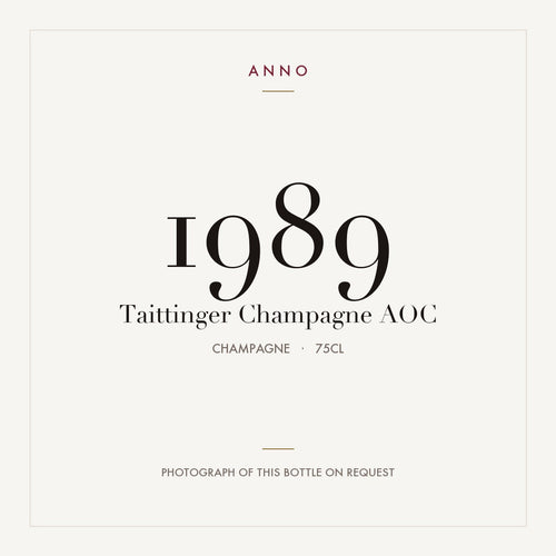 Taittinger Champagne 1989 AOC 0,75l from Champagne — ANNO vintage card; photograph of the actual bottle available on request