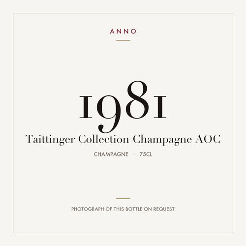 Taittinger Collection Champagne 1981 AOC 0,75l from Champagne — ANNO vintage card; photograph of the actual bottle available on request
