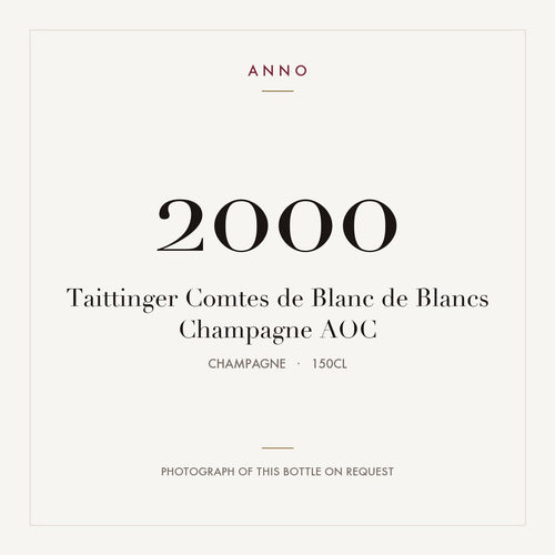Taittinger Comtes de Blanc de Blancs Champagne 2000 AOC 1,5l from Champagne — ANNO vintage card; photograph of the actual bottle available on request