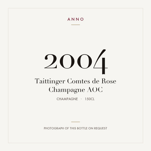 Taittinger Comtes de Rose Champagne 2004 AOC 1,5l from Champagne — ANNO vintage card; photograph of the actual bottle available on request