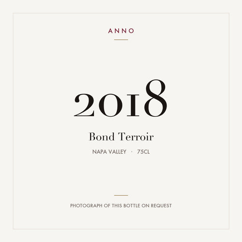 Bond Terroir 2018 0,75l from Napa Valley — ANNO vintage card; photograph of the actual bottle available on request