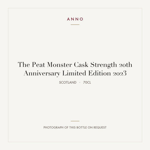 The Peat Monster Cask Strength 20th Anniversary Limited Edition 2023 0,7l from Scotland — ANNO vintage card; photograph of the actual bottle available on request