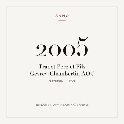 Trapet Pere et Fils Gevrey-Chambertin 2005 AOC 0,75l from Burgundy — ANNO vintage card; photograph of the actual bottle available on request