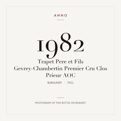 Trapet Pere et Fils Gevrey-Chambertin Premier Cru Clos Prieur 1982 AOC 0,75l from Burgundy — ANNO vintage card; photograph of the actual bottle available on request