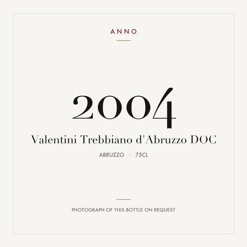 Valentini Trebbiano d'Abruzzo 2004 DOC 0,75l from Abruzzo — ANNO vintage card; photograph of the actual bottle available on request