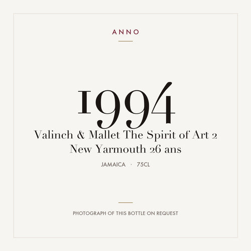 Valinch & Mallet The Spirit of Art 2 New Yarmouth 26 ans 1994 0,75l from Jamaica — ANNO vintage card; photograph of the actual bottle available on request