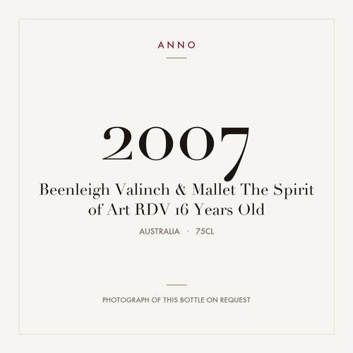 Beenleigh Valinch & Mallet The Spirit of Art RDV 16 Years Old 2007 0,75l from Australia — ANNO vintage card; photograph of the actual bottle available on request