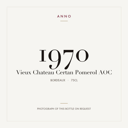 Vieux Chateau Certan Pomerol 1970 AOC 0,75l from Bordeaux — ANNO vintage card; photograph of the actual bottle available on request