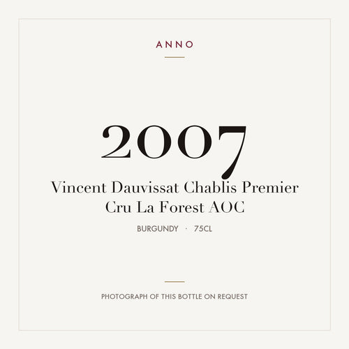 Vincent Dauvissat Chablis Premier Cru La Forest 2007 AOC 0,75l from Burgundy — ANNO vintage card; photograph of the actual bottle available on request