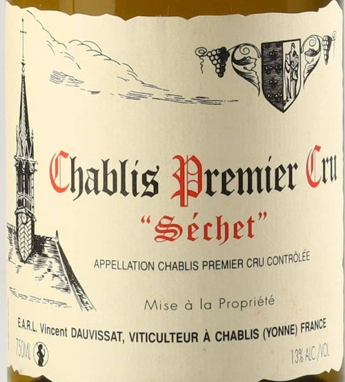 Vincent Dauvissat Chablis Premier Cru Sechet 2007 AOC 0,75l — étiquette du vin, image indicative
