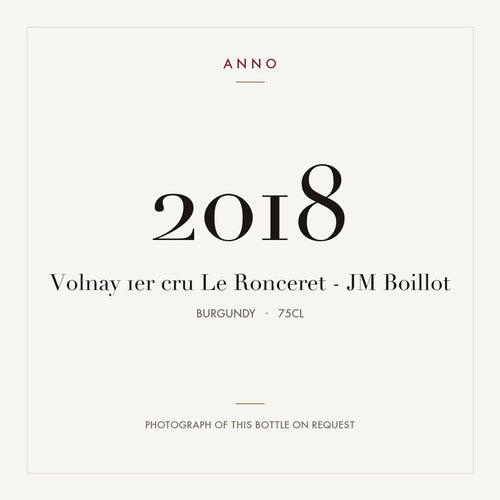 Jean-Marc Boillot Volnay Premier Cru Le Ronceret 2018 AOC 0,75l — ANNO vintage card; photograph of the actual bottle available on request