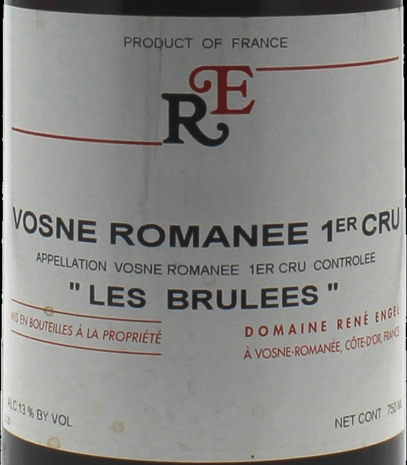 Domaine Rene Engel Vosne-Romanee Premier Cru Les Brulees AOC — wine label, illustrative image