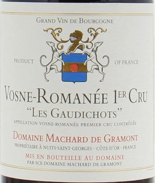 Domaine Machard de Gramont Vosne-Romanee Premier Cru Les Gaudichots 2018 AOC 3l — этикетка вина, иллюстративное изображение