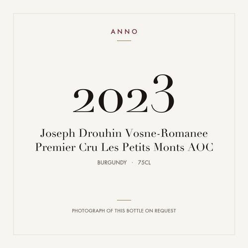 Joseph Drouhin Vosne-Romanee Premier Cru Les Petits Monts 2023 AOC 0,75l from Burgundy — ANNO vintage card; photograph of the actual bottle available on request