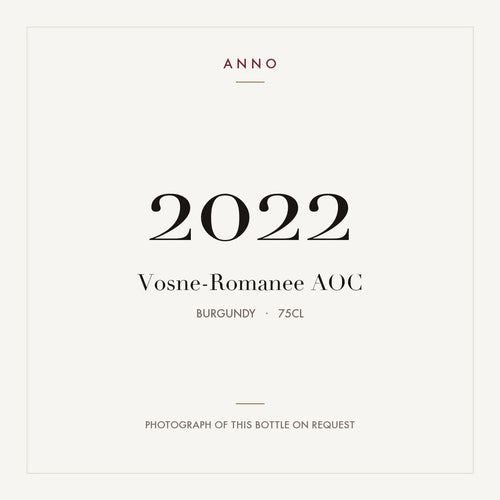 Vosne-Romanee 2022 AOC 0,75l from Burgundy — ANNO vintage card; photograph of the actual bottle available on request