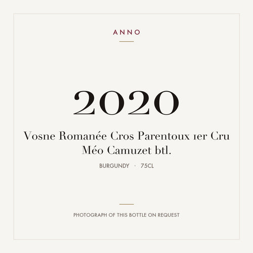Meo-Camuzet Vosne-Romanee Premier Cru Cros Parantoux 2020 AOC 0,75l — карточка урожая ANNO; фото настоящей бутылки по запросу