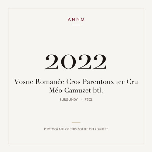 Meo-Camuzet Vosne-Romanee Premier Cru Cros Parantoux 2022 AOC 0,75l — ANNO vintage card; photograph of the actual bottle available on request