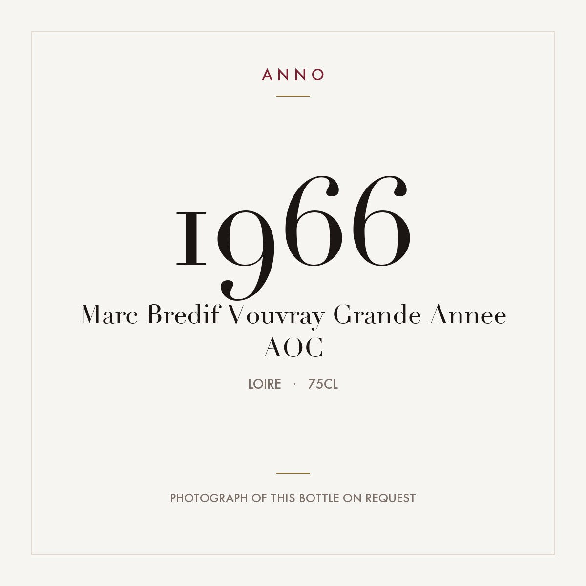 Marc Bredif Vouvray Grande Annee 1966 AOC 0,75l from Loire — ANNO vintage card; photograph of the actual bottle available on request