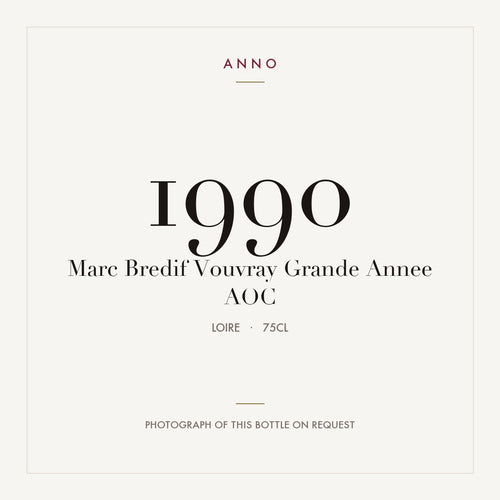 Marc Bredif Vouvray Grande Annee 1990 AOC 0,75l from Loire — ANNO vintage card; photograph of the actual bottle available on request