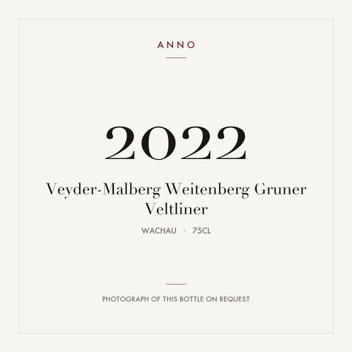 Veyder-Malberg Weitenberg Gruner Veltliner 2022 0,75l from Wachau — ANNO vintage card; photograph of the actual bottle available on request