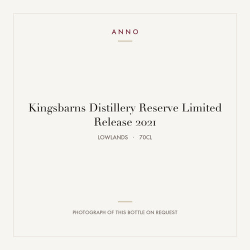 Kingsbarns Distillery Reserve Limited Release 2021 0,7l from Lowlands — ANNO vintage card; photograph of the actual bottle available on request