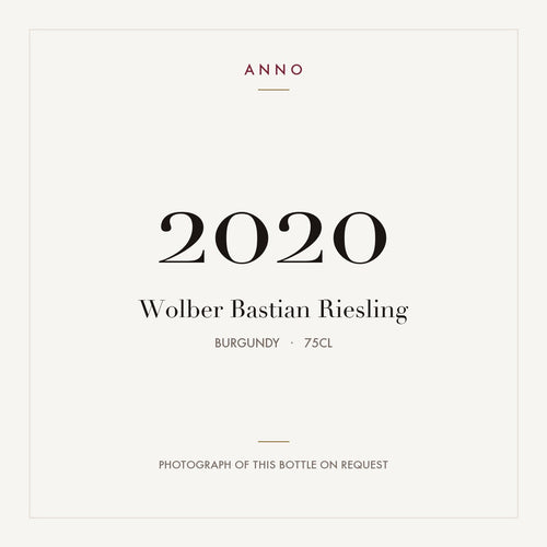 Wolber Bastian Riesling 2020 0,75l from Burgundy — ANNO vintage card; photograph of the actual bottle available on request