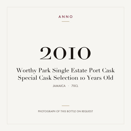 Worthy Park Single Estate Port Cask Special Cask Selection 10 Years Old 2010 0,7l from Jamaica — ANNO vintage card; photograph of the actual bottle available on request