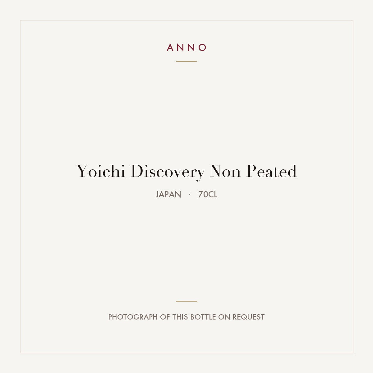 Yoichi Discovery Non Peated 2021 0,7l from Japan — ANNO vintage card; photograph of the actual bottle available on request